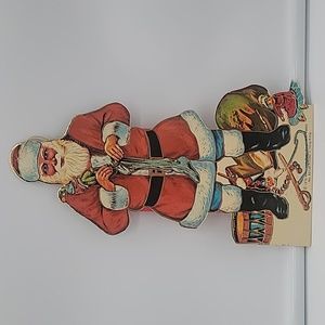 Vintage 1979 Merrimack Santa Claus Gift Bag Die-cut Gold Edge